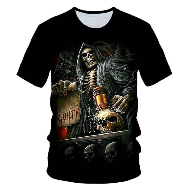 Skull Beauty Rock Cool 3D t shirts Mens Motorcycle Punk 3D Printed T shirt Men Clothes tshirt
