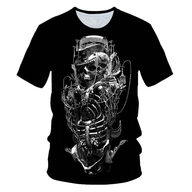 Skull Beauty Rock Cool 3D t shirts Mens Motorcycle Punk 3D Printed T shirt Men Clothes tshirt