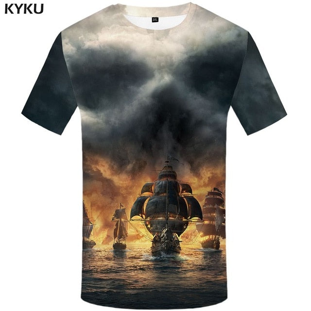 Skull T shirt Men Metal Tshirt Printed Rose Anime Clothes War Shirt Print Harajuku T-shirts 3d Mens Clothing