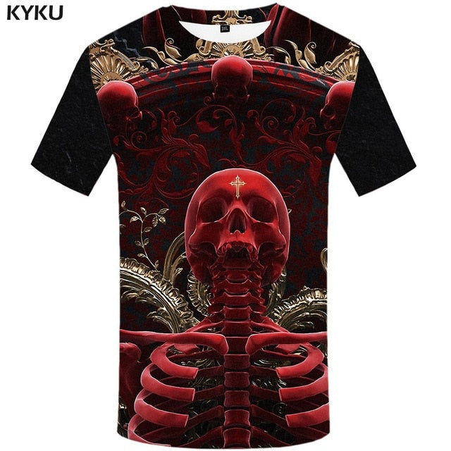 Skull T shirt Men Metal Tshirt Printed Rose Anime Clothes War Shirt Print Harajuku T-shirts 3d Mens Clothing
