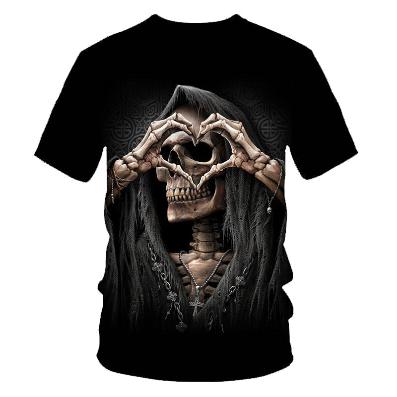 Skull Beauty Rock Cool 3D t shirts Mens Motorcycle Punk 3D Printed T shirt Men Clothes tshirt