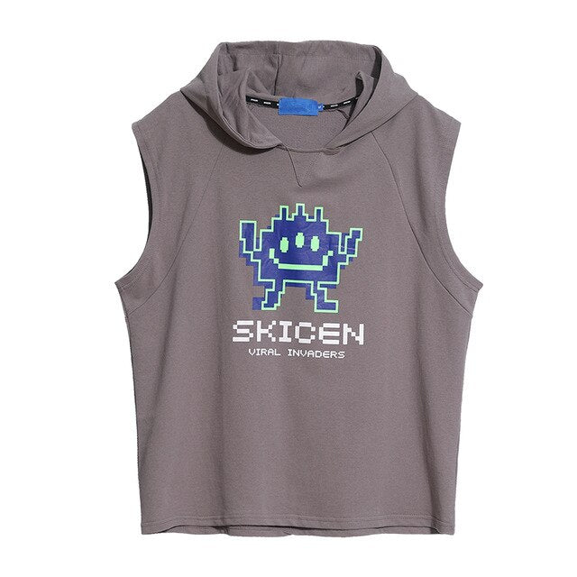 Summer Men Tank Top Casual Loose Sleeveless Hooded Tops Tees Shirts Sportswear Hoodie Mens Clothing