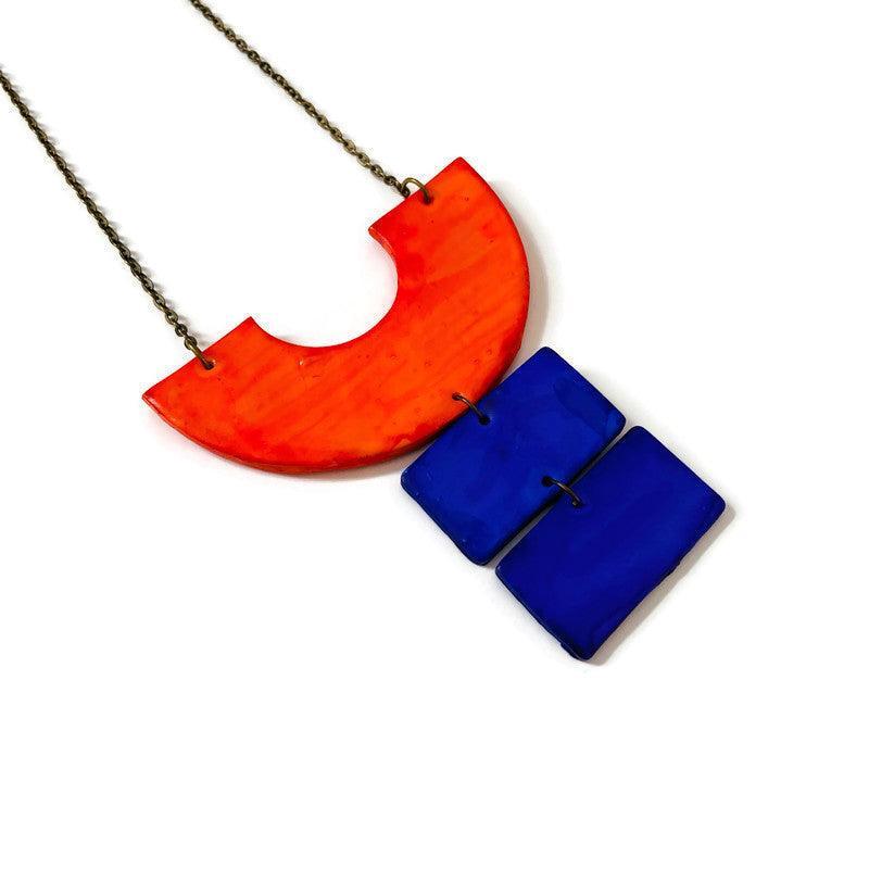 Rustic Boho Statement Necklace in Green Brown-6