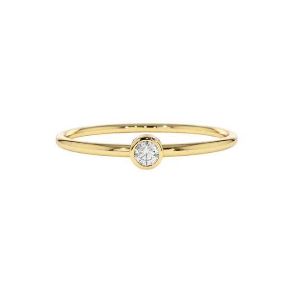 Regular Bazel setting 14K Solid Gold Diamond Fashion Ring for Her