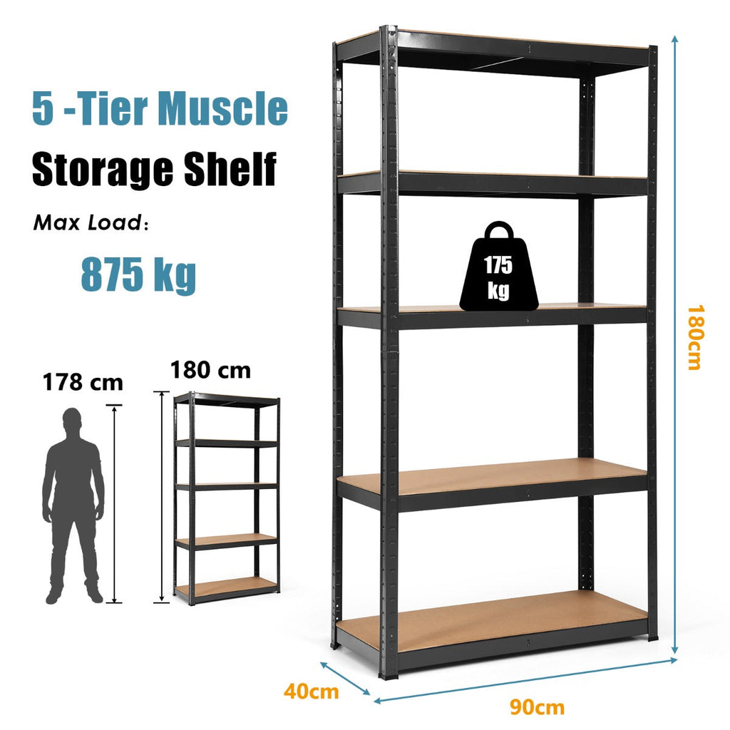 NNECW Heavy Duty Storage Rack with Adjustable Shelves for Home/ Office/ Garage-Black