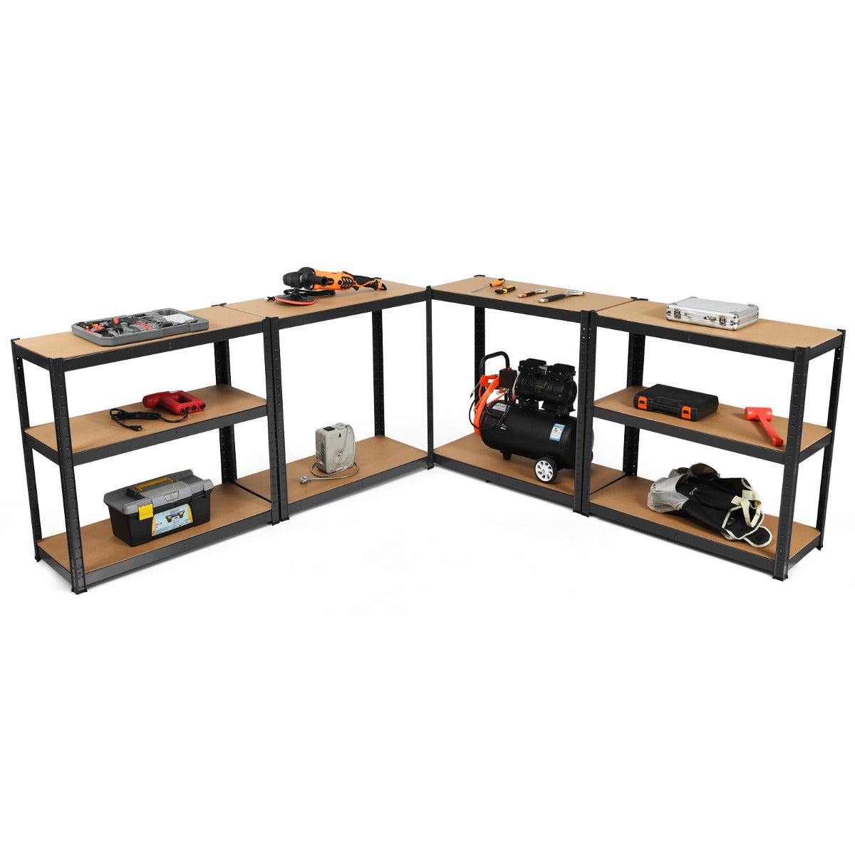 NNECW Heavy Duty Storage Rack with Adjustable Shelves for Home/ Office/ Garage-Black