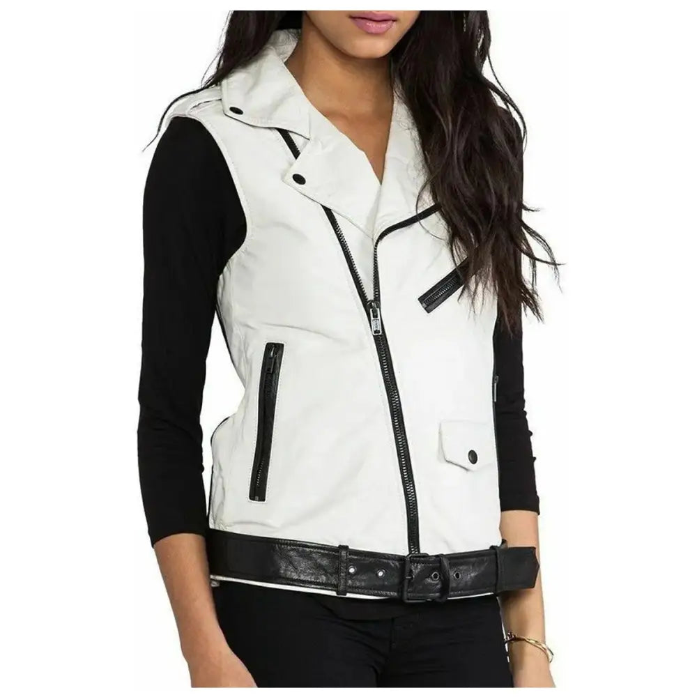 Women's Motorcycle Fashion Leather Vest-3